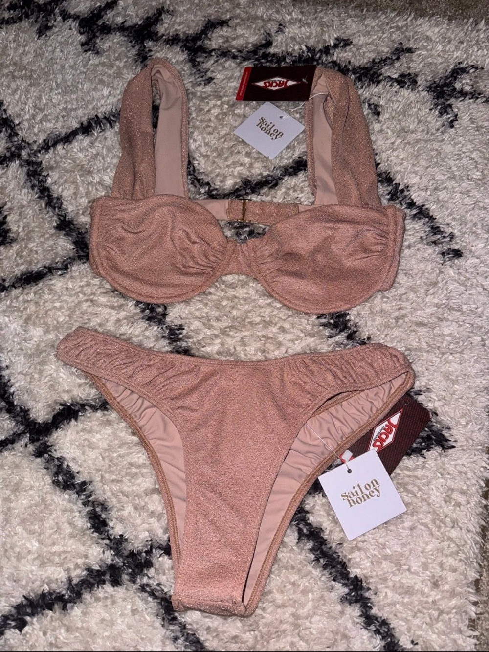 Dusty Rose Textured Bikini Set